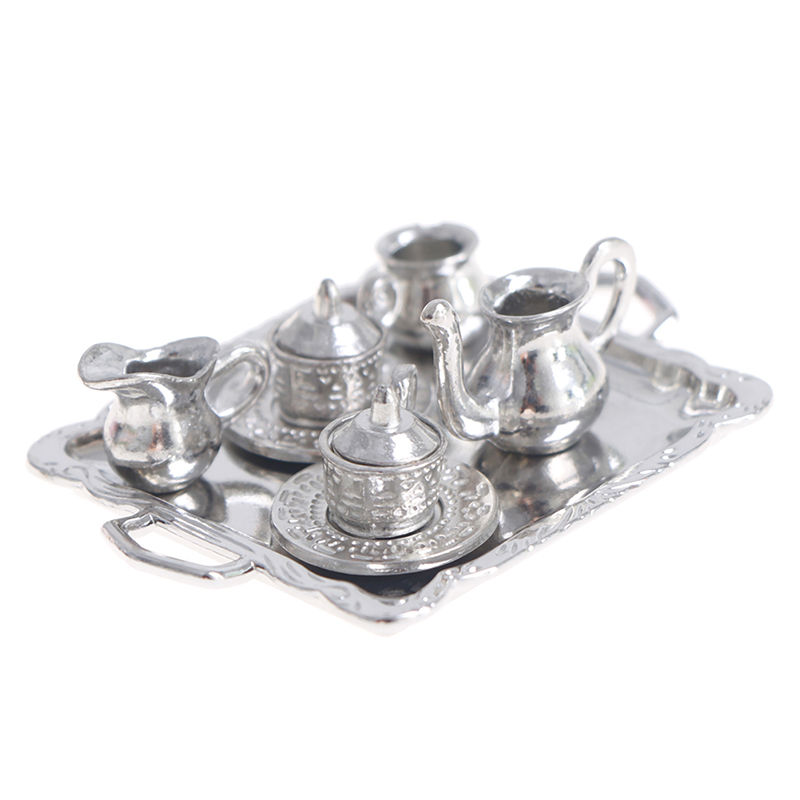 Coffee Tea House - 10pcs/Set 1/12 Dollhouse Miniature Silver Metal