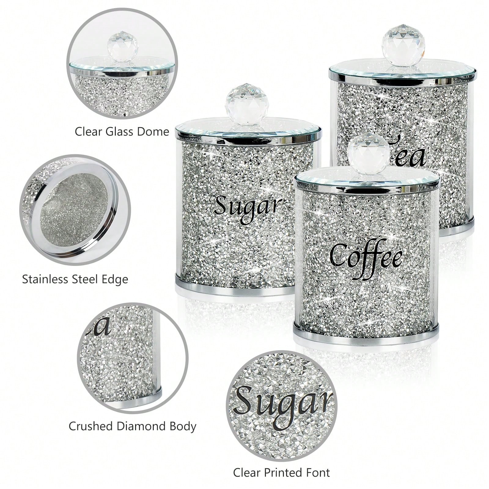 Coffee Tea Sugar Canister Set - Coffee Sugar Tea Canister Set Sparkly