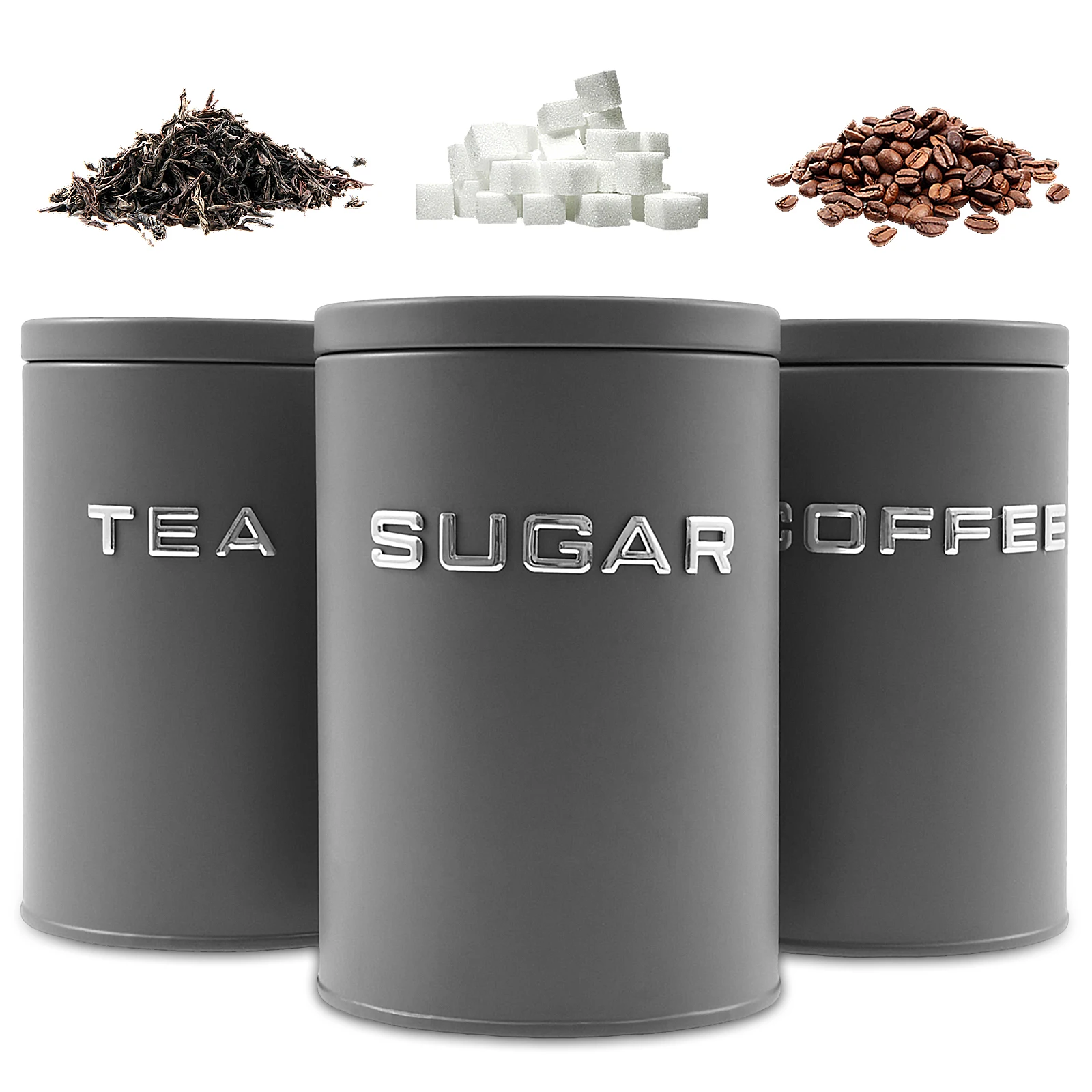 Coffee Tea Sugar Canister Set - 3 Pcs Tea Coffee Sugar Canister