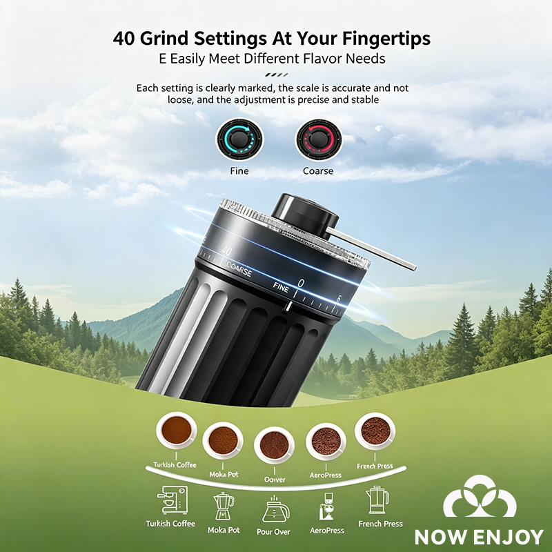 NOW ENJOY Manual Coffee Grinde - đánh giá và giá Burr Hand Grinder
