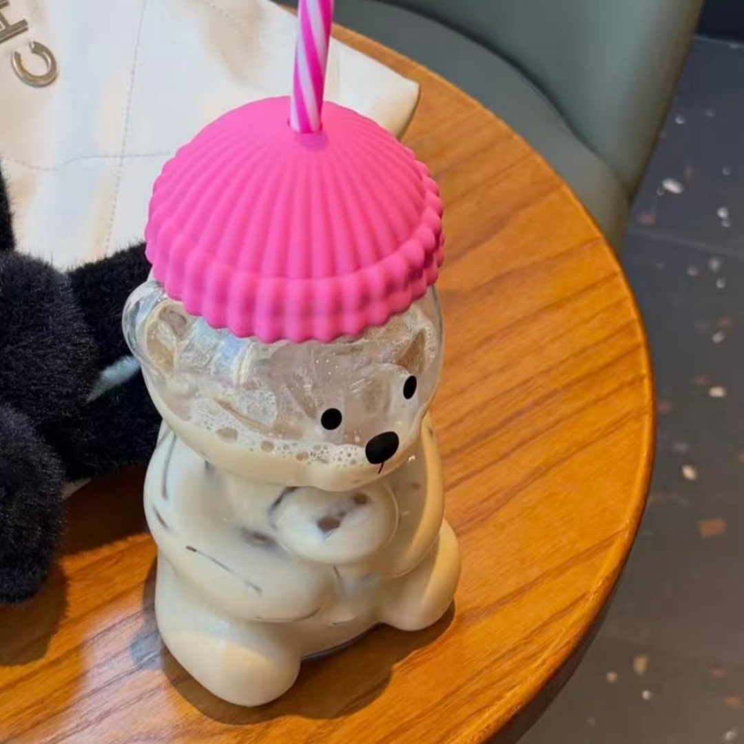 Bk Bear Shaped Glass Straw Cup - đánh giá và giá Coffee Tea Shop