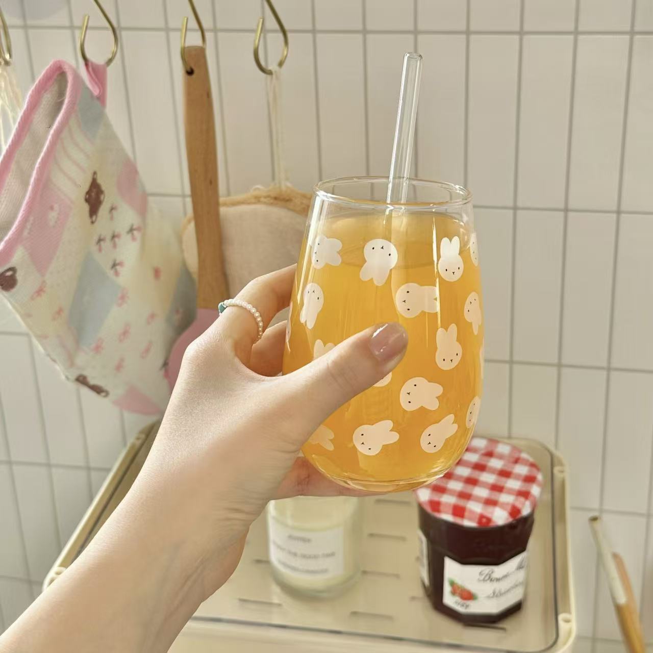 Cute Miffy Rabbit Printed Glas - đánh giá và giá Coffee Tea & Jane