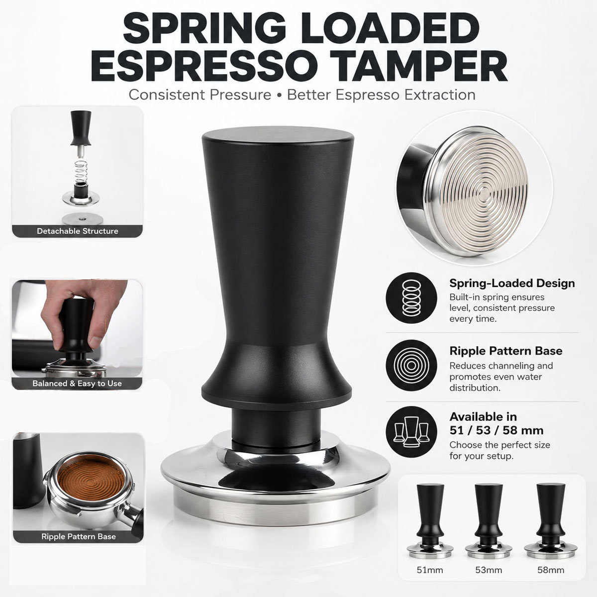 1pcs 51/53/58 mm Coffee Tamper - đánh giá và giá Coffee Tamper Leveler