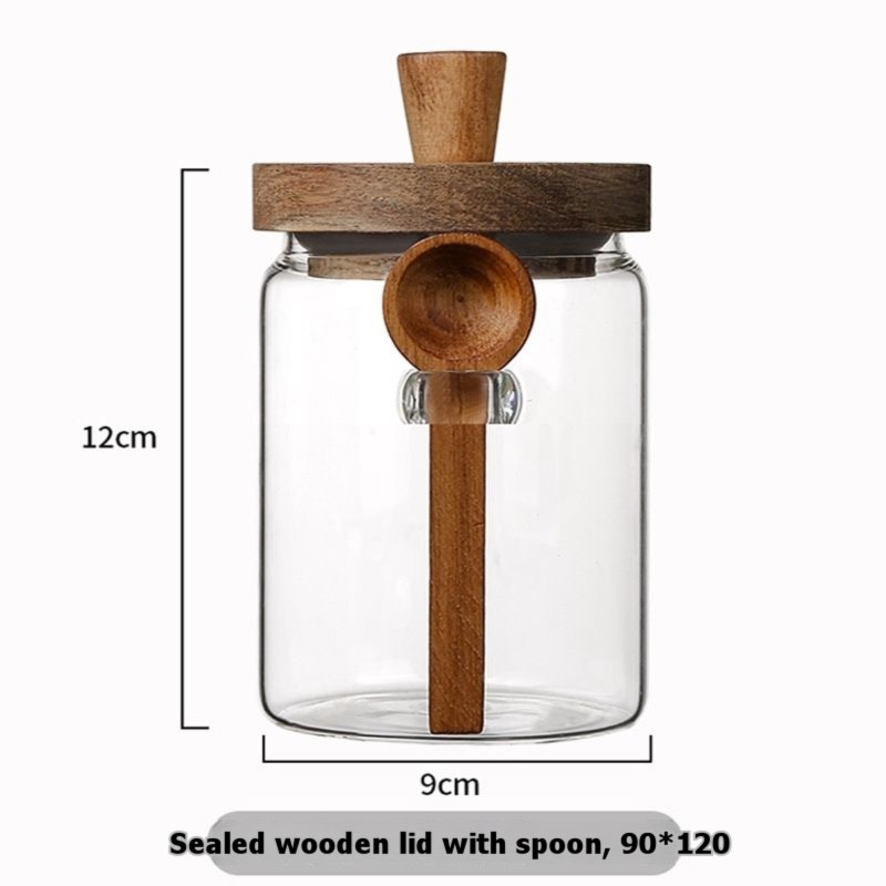 ABJI-Glass Jar With Wooden Lid - đánh giá và giá Coffee Tea Sugar Canister Set