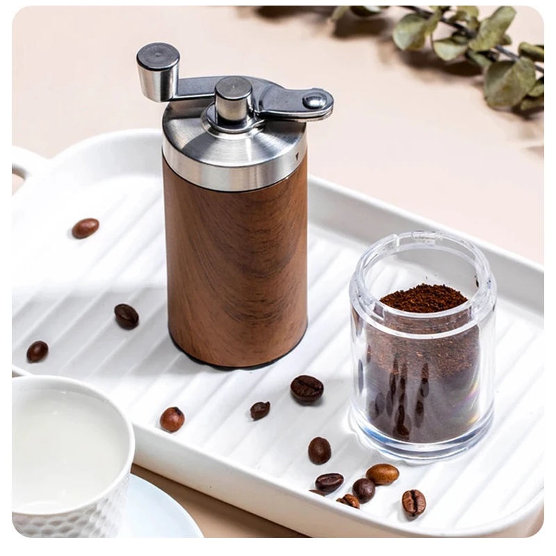 Portable Wood Grain Hand Coffe - đánh giá và giá Burr Hand Grinder