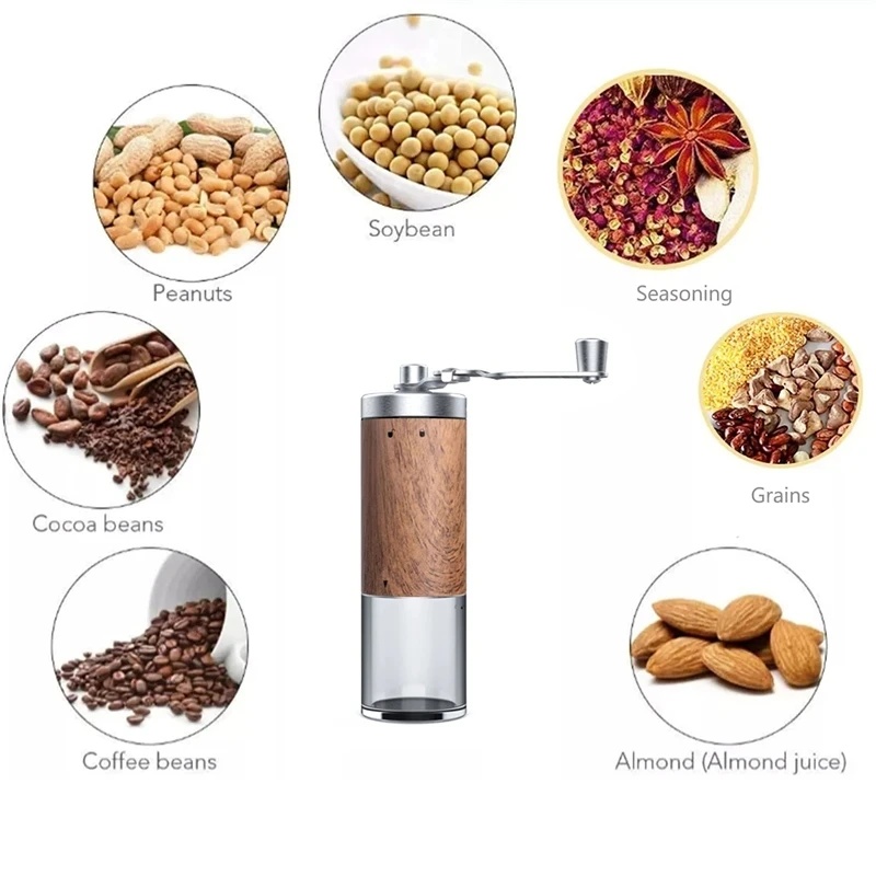 Portable Wood Grain Hand Coffe - đánh giá và giá Burr Hand Grinder