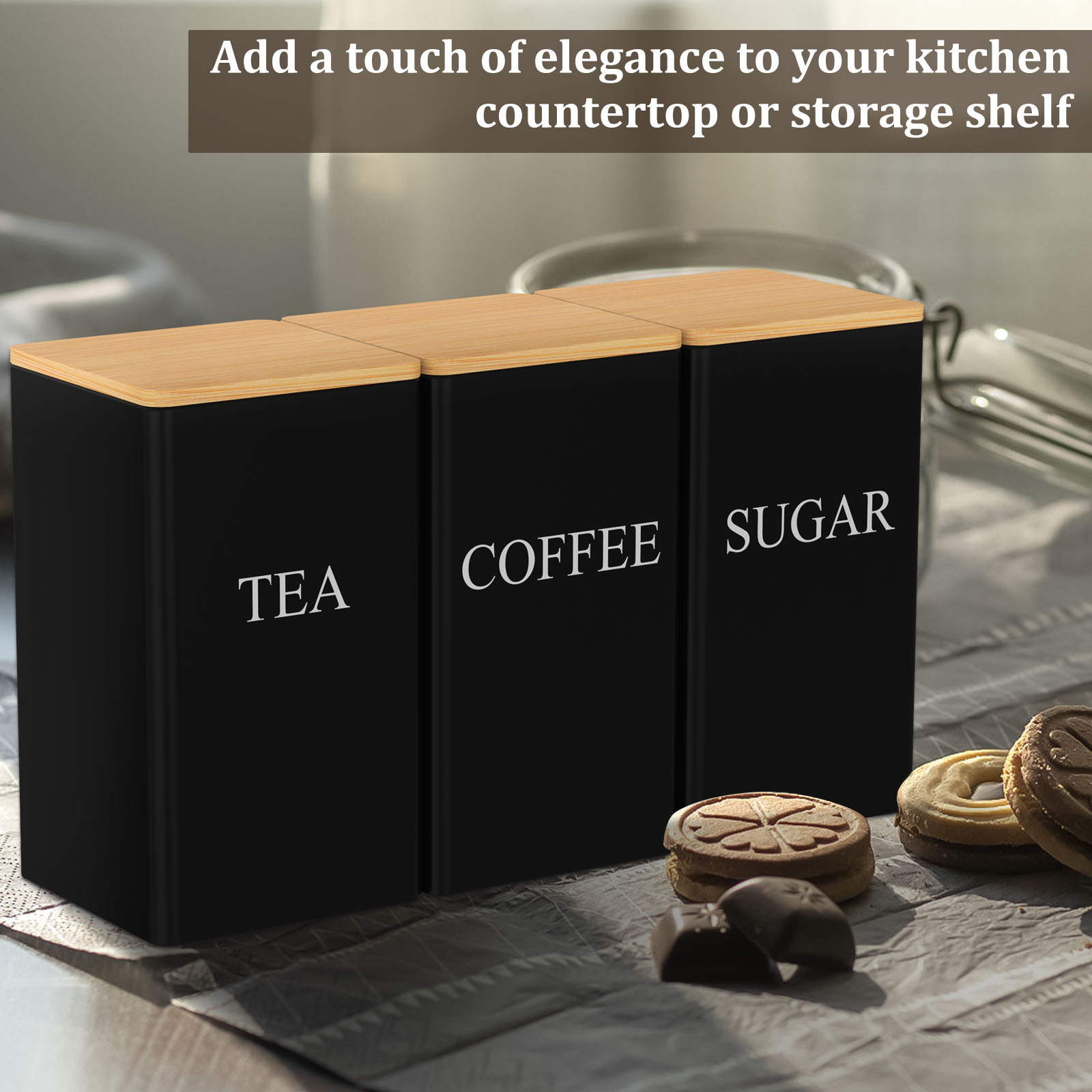 Coffee Bean Storage Jar Metal  - đánh giá và giá Coffee Tea Sugar Canister Set